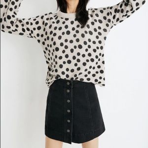 Madewell black front button up skirt
